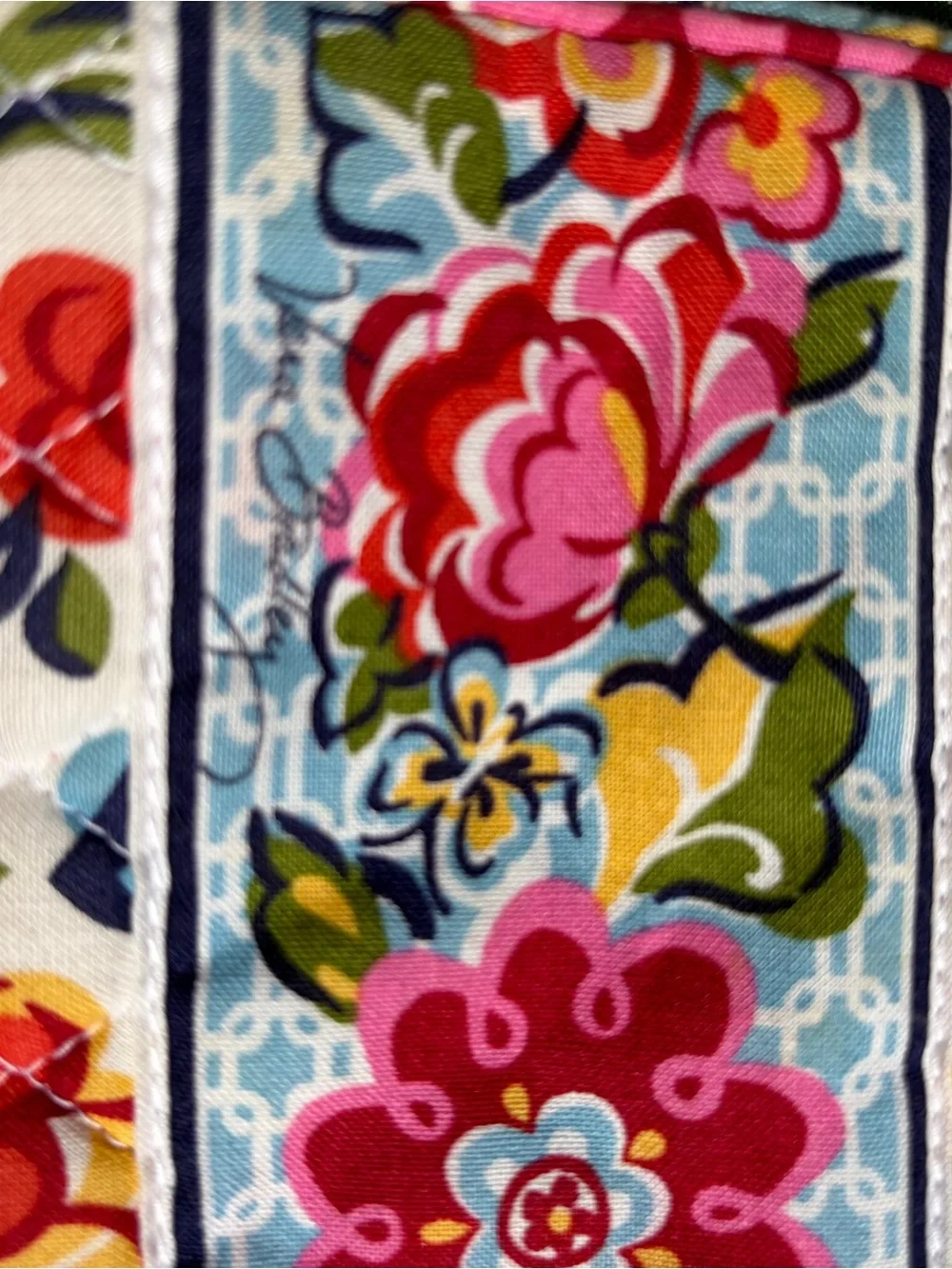Vera Bradley Floral Quilted Tote in Red, Pink, Blue, Yellow, Green